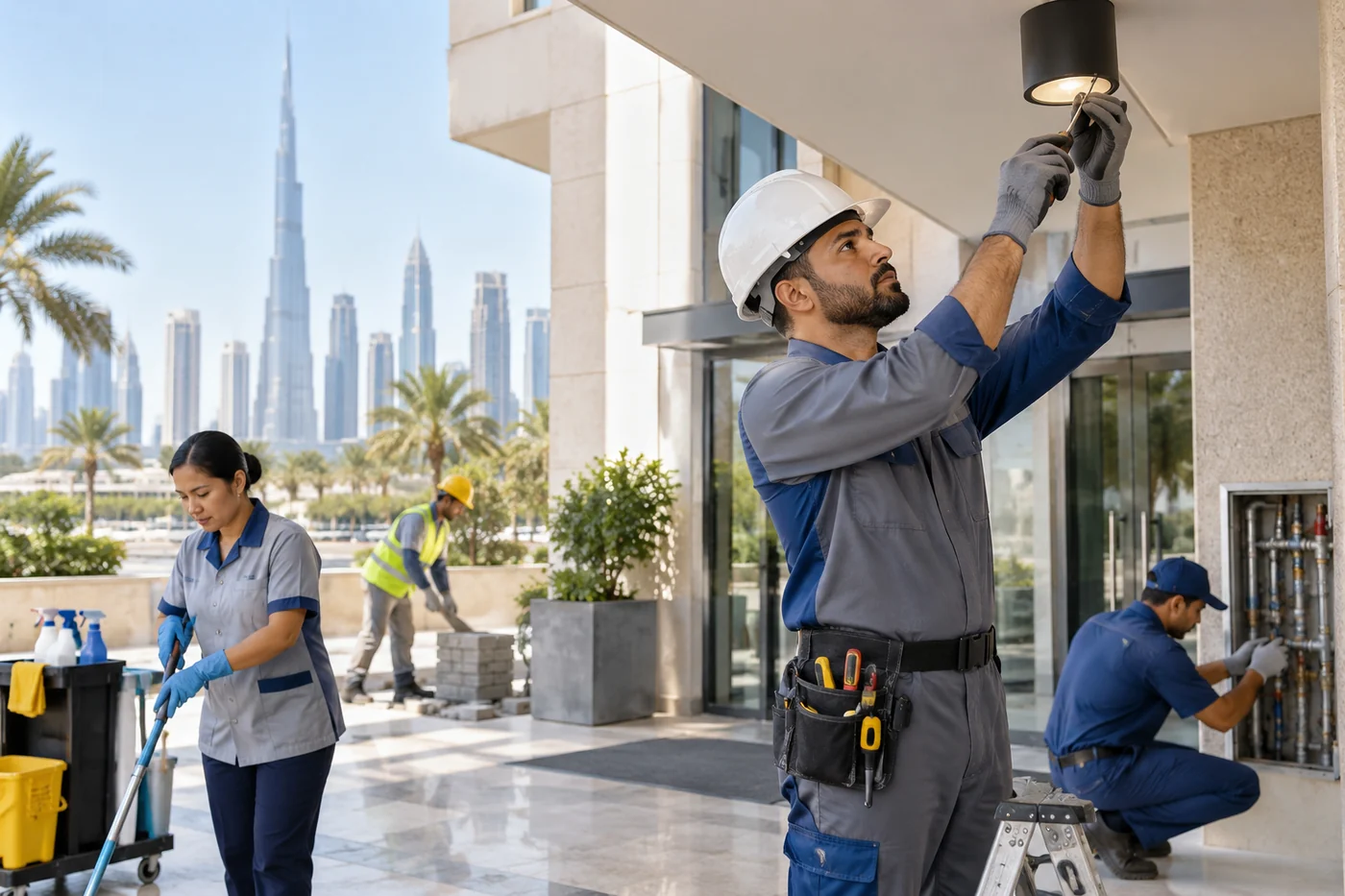 Facility management team at a modern UAE property